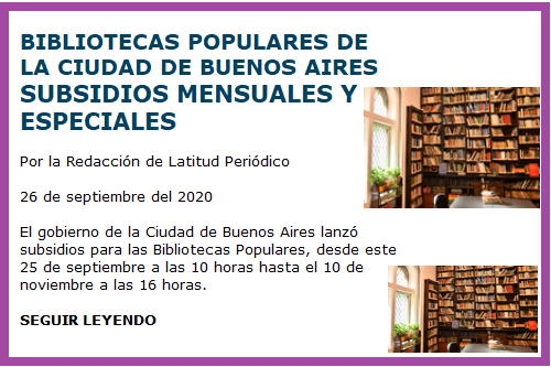 SUBSIDIOS BIBLIOTECAS POPULARES